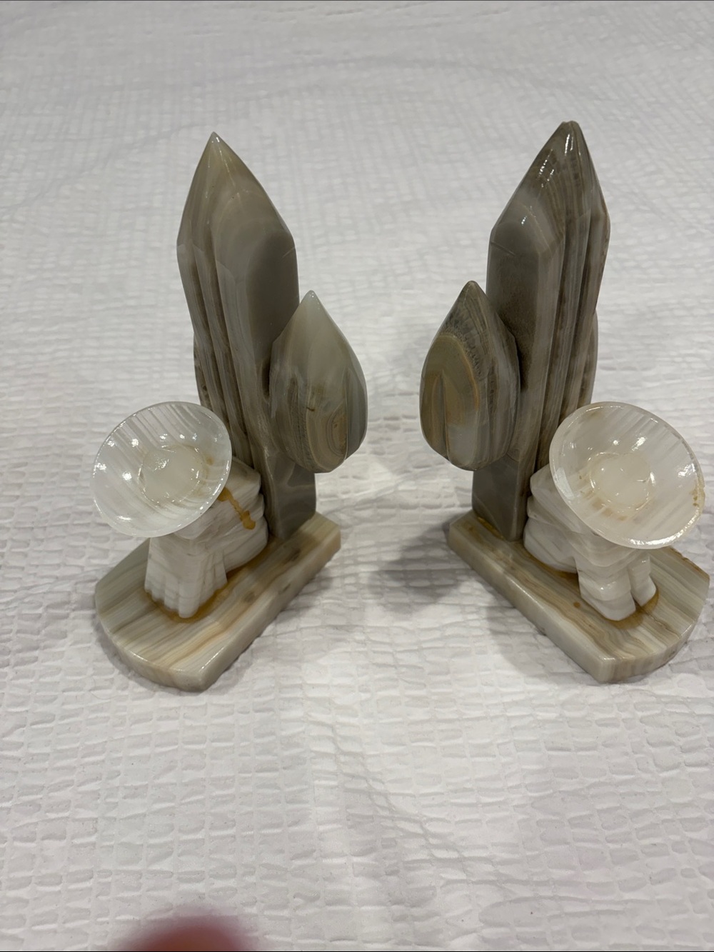 Vintage Onyx Marble Bookends Mexican Siesta  with Cactus Style